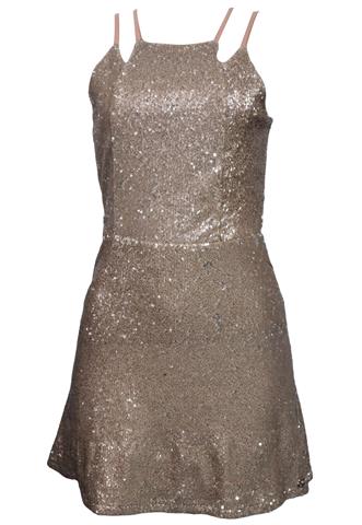 Vestido Spezzato Paetê Dourado