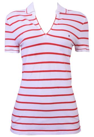 Blusa Tommy Hilfiger Listras Branca/Vermelha