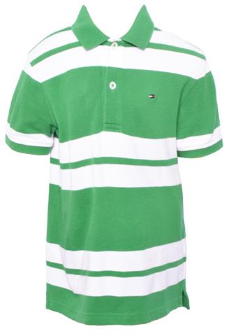 Camisa Polo Tommy Hilfiger Listrada Verde/Branca