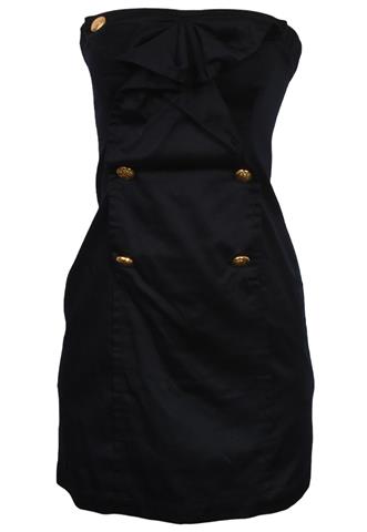 Vestido Triton Liso Preto/Dourado