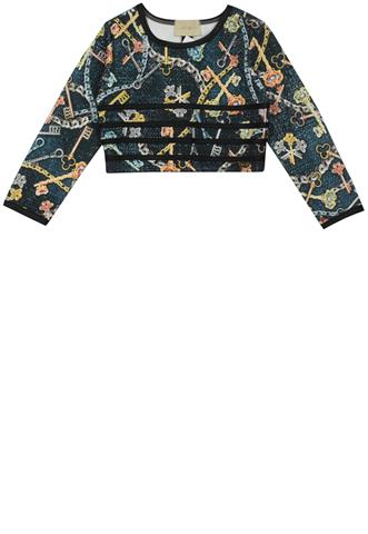Blusa Two In Cropped Azul/Preta