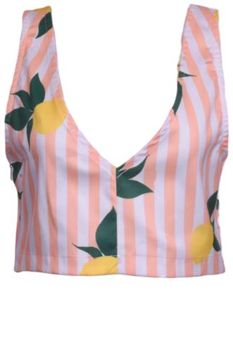 Cropped Vida Bela Limão Laranja/Branco