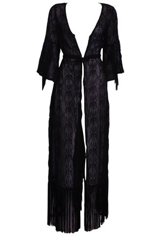 Maxi Kimono Vida Bela Franjas Preto