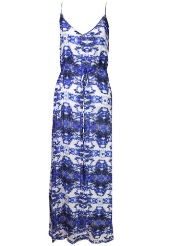 Vestido Longo Vix Estampado Azul/Branco