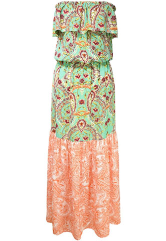 Vestido Longo Vix Estampado Verde/Laranja