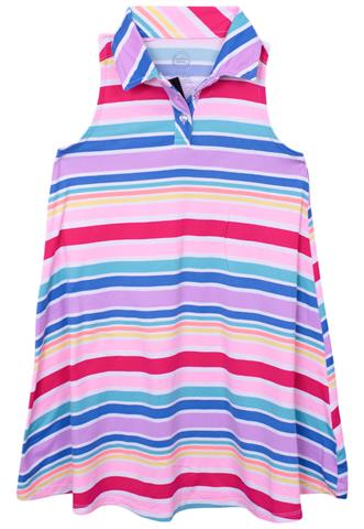 Vestido Wonder Nation Listras Rosa/Azul/Branco