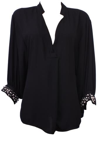 Blusa Zara Pérolas Preta