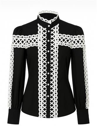 Camisa Zara Manga Longa Preta/Branca