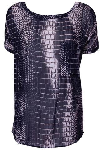 Blusa Zara Animal Print Preta/Cinza