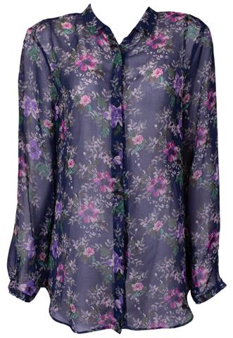 Camisa Zara Floral Azul