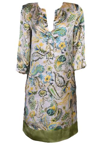 Vestido Zara Floral Bege/Verde