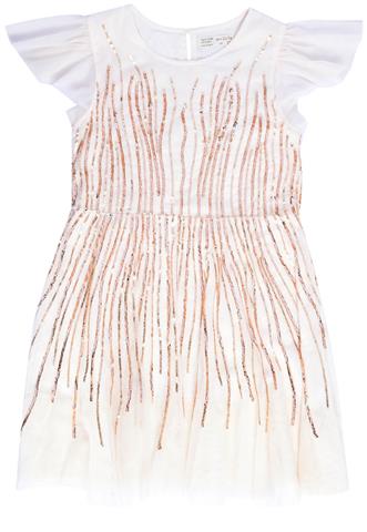 Vestido Zara Tule Off White/Rosê