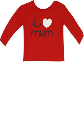 Camiseta Zara I Love Mum Vermelha